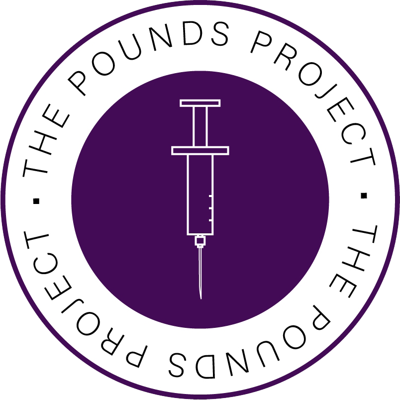 The Pounds Project logo with a needle